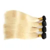 1B 613 cheveux blonds brésiliens cheveux raides armure faisceaux 100% ombre blonde faisceaux de cheveux humains 12-24inch202T