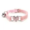 Heart Charm and Bell Cat Collar Safety Elastic Adjustable with Soft Velvet Material 5 colors pet Product small dog collar GA505