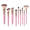 9pcs / set Rose Poignée Doux Cheveux Pinceaux De Maquillage Ensemble pour Fondation Fard À Paupières Blush Maquillage Pinceaux Surligneur Cils Cosmétique Pinceaux kit