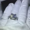Vecalon luksusowy pierścionek przyrzeczenia 925 Sterling Silver Micro Pave Diamond cz pierścionki zaręczynowe dla kobiet biżuteria dla nowożeńców prezent