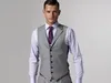 Wysokiej Jakości Light Gray Side Vent Groom Tuxedos Groomsmen Najlepsze Mężczyzna Mens Wedding Garnitury Oblubienia (Kurtka + Spodnie + Kamizelka + Kierunek) 002