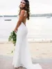 Sexiga Lace Bröllopsklänningar Landstil Räkna Tåg Deep V Neck Backless Sheath Bröllopsklänning Hoho Billiga Mermaid Bridal Gowns Enkelt slitage