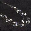 Fashionabla naturliga sötvatten Pärlsmycken Multilayer Beaded Halsband med naturlig färg Pärlhalsband Feminin Charm smycken