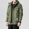 Giacche cargo moda Uomo039s Giacche vintage con cappuccio Cappotti Streetwear Bomber verde militare Multi tasche Giacca a vento Ds50273236w1156599