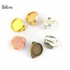 Boyute 50pcs 7 Colors Plane Bez przebitych kolczyków z klipsami ucha Blanki 1012141618mm Cabochon Baza DIY Jewelry Akcesoria 3392275