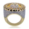 Hommes de luxe ton or Hip Hop jésus visage anneau Micro pavé zircon cubique diamants simulés anneaux taille 7-12 Bling Bling bijoux