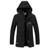 Winter jacket Men's Winter Medium Length Hoodie Plus Size Thicken Cotton Windbreaker Coat #1023 A#733