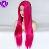 Perucas moda celebridade estilo de alta temperatura fibra natural peruca de cabelo rosa rosa longa reta em camadas corte de cabelo sintético laço fr