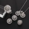 Ethiopian Jewelry Set Geometry Hollow Out Pendants Necklace Earrings Ring Bangle Dubai Wedding Sets