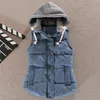 Genprior Höst Vinter Nya Kvinnor Stor Storlek Kvinna Hooded Vest Cotton Vest Cardigan Kort Persika Hud Tjock Casual Waistcoat Coat