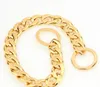 Hondenbenodigdheden 12-22 Hond Gouden Ketting Halsband 13mm Brede Toon Dubbele Curb Cubaanse Rombo Link 316L Roestvrij Staal Hele Huisdier Jewe274x