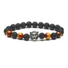 4 Styles Lion Head Charms 8mm Black Lava Stone Beads Bracelet DIY Aromatherapy Essential Oil Perfume Diffuser Yoga Jewelry