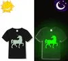 110-150 cm brillent dans le noir enfants lumière du soleil enfants T-shirt garçons noir à la lumière de la lune, court cadeau de Noël USA Dance Party School 4-13 ans