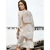 Pareo Beach Cover Up Floral Embroidery Bikini Cover Up Badmode Dames Robe de Plage Beach Cardigan Badpak Cover UPS