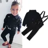 子供たちの男の子紳士服ベビーシャツトップ+サスペンダー+パンツ3個/セット秋の子供服セット2色C5415