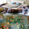 Custom 3D Floor Wallpaper Waterfall Carp Bathroom Floor Mural Paintings 3D PVC Self-adhesive Wall Sticker Wallpaper Waterproof221i