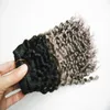 Grå hår vävbuntar 100% Human Hair Weave Silver Brazilian Hair Ombre Kinky Curly Bundles 1 st