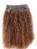 Brazylijskie ludzkie kręcone włosy Weft Clip in Extensions Brown 30 # Kolor 9 sztuk / Wiązki Kinky Curl Produkt