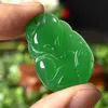 Natuurlijke authentieke ijssoort Groene agaat poeder chalcedony vos kleine drie jade hanger