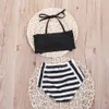 Kids Swimsuit Girls Striped Fission Swimwear Baby Two-piece Tankini Bra Brief Child Summer Halter Bikini Fashion Swim Clothes Beachwear LD20