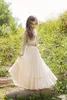 Two Pieces Boho Flower Girls Dresses Sequins Lace Chiffon Champagne Prom Pageant Dress For Teens Kids Wedding Gowns