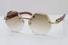 Nieuwe gesneden houten zonnebril T8200311 Randloze unisex Limited edition Goede kwaliteit Bril Decoratie goud hoge kwaliteit lenzen2689306