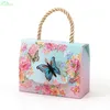 20pcs Gift Bags with Handles Butterfly Flowers Dessert Paper Candy Boxes Wedding Decoration Marriage Beautiful Gift Wrap