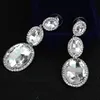 Geometric Luxury Cystal Rhinestone Long Dangle Earrings Water Drop Acrylic Chandlier Earrings for Women Brides Wedding Gifts Party Jewelry