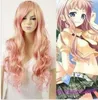 2018 nya Långt vågigt hår sexig rosa mix cosplay party peruker/peruk
