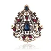 Stora blomma kvinnor gotiska broscher krona design vintage brosch pins krage harts guldfärg turkiska indiska smycken 6,3cm