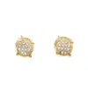 Hip Hop Iced Out Silver Lab Diamond Screw Back Stud Earring 3d Ronde Kant CZ Gesimuleerde Jewelry239Y