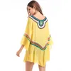 Plus size embroidery dress 2018 new summer fashion vintage dress yellow white big size loose boho clothing beachwear vestidos