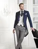 朝スタイルネイビーBluetailcoat新郎Tuxedos eiegant男性の結婚式高品質メンズ正式なプロムパーティースーツ（ジャケット+パンツ+ネクタイ+ベスト）978