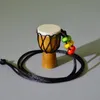 Hand-made Necklace Ethnic Style African Drum Wood Pendant Charm Necklace Djembe Percussion Musical Instrument Necklaces For Women Men Kids