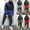 Erkek Eşofman Seti Degrade Zip Up Hoodie Üst Altları Koşu Joggers Spor Salonu Terlemeler Slim Fit Yeni Stil