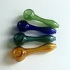 Atacado cachimbos de 4 polegadas acessórios para fumar narguilé colher de tabaco colorido mini cachimbo de vidro pequenos cachimbos de mão para queimador de óleo Dab