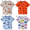 24 Styles Kids Roupas menino menino crianças 100 algodão de manga curta sharlk dinossauro unicórnio de impressão de impressão menina menina causal verão t shi5126635