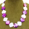 Fashion charm shell jewelry natural dyed square freshwater oyster shell necklace short style high quality shell necklace