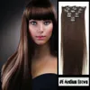 Clip Hair Extensions Färger Clip In Remy Human Hair Extensions Full Head Rak 100g 10INCH-24INCH 7PCS Dubbeldragen Natur Human Hair