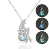 pearl Cage luminous Necklace Love Wish natural Pearl With Oyster glow in the dark mermaid pendant Hollow Locket Clavicle Chain Necklace