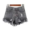 Hohe Taille Quaste Stil zerrissene Jeans Sommer große Größe kurze Hosen Frauen Denim Shorts