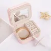 Small Portable Travel Leather Jewelry Storage Bag with Mirror Jewelry Organizer Gift Box for Rings Earring Necklace and Bracelet