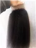 Groothandel Onverwerkte Remy Braziliaanse Virgin Kinky Rechte Kant Frontale Haarsluiting 13 * 4inch Menselijke Hair Extensions Natural Black 1B Kleur