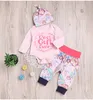 Kids Clothing Best Gift Ever Newborn Toddler Baby Girl Clothes Long Sleeve Tops Romper Floral Pants Hat 3Pcs Outfits 2018 Spring Autumn Set