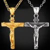 Korshänge Halsband Guld/Svart Gun Pläterad Mode Religiösa Män Smycken för Kvinnor/Män Faith Crucifix Herr Halsband