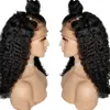 360 Lace Frontal Wig Pre-Plucked Natural Hairline Lace Front Human Hair Wigs For Black Women Deep Curly Wig With Baby Hair Black Color 12"