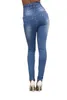 Automne Sexy jean moulant femmes taille haute Stretch coupe ajustée Denim pantalon Denim droit jean moulant noir bleu clair S-2XL