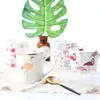 Tasse en céramique motif flamant rose avec poignée gobelet à thé au lait tasses à café rondes résistantes à la chaleur pour les femmes de haute qualité 15qja BB