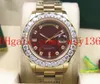 2 färg 18k gul guld röd 41mm VD för dagsdatum 18038 Big Diamond Bezel Automatic Mechanical Mens Klockor Mäns armbandsur