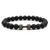 Nieuwe 8mm Lava Rock Dumbbell Frosted Armbanden Goud Zilver Zwart Bangles voor Dames Mannen Gift